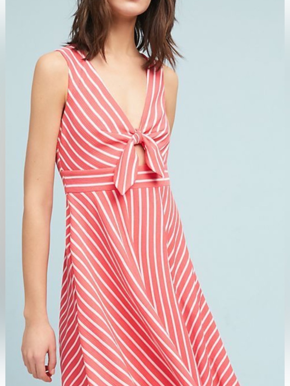 Anthropologie Striped Knot-Front Dress Sz M NWT